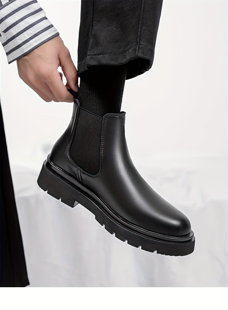 mens trendy chelsea boots waterproof anti skid slip on ankle boots with thick sole for outdoor spring and autumn details 4