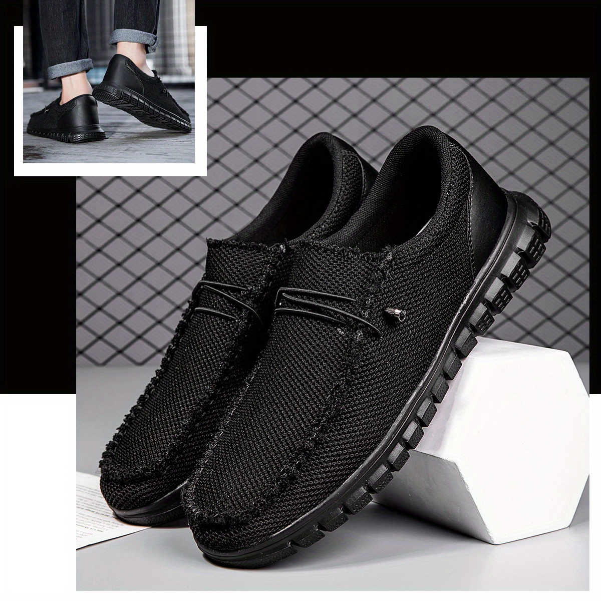 mens trendy no tie slip on loafers casual outdoor walking shoes assorted colors details 0