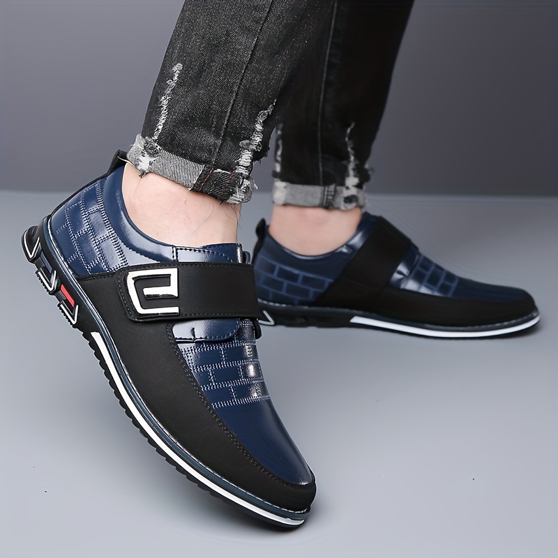 mens dress loafers shoes with hook and loop fastener business formal office shoes casual walking shoes slip on shoes for men details 7