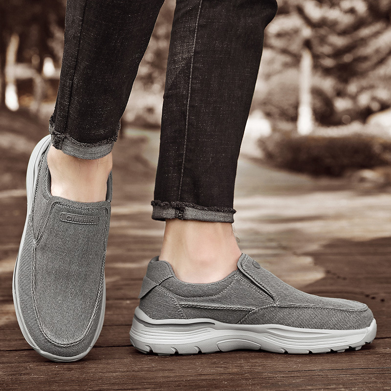 mens canvas breathable slip on loafer shoes walking sneakers details 12