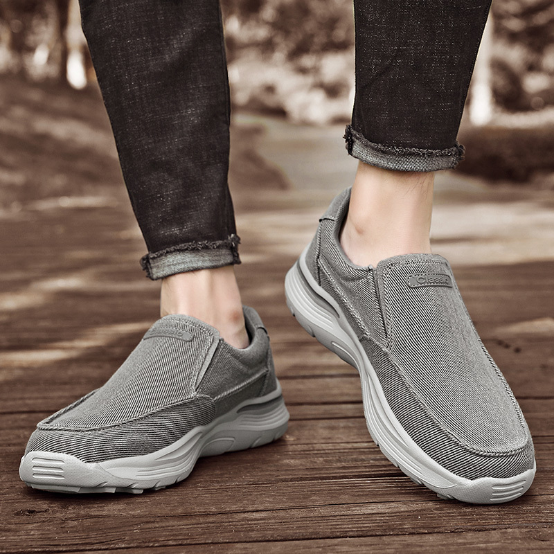 mens canvas breathable slip on loafer shoes walking sneakers details 13