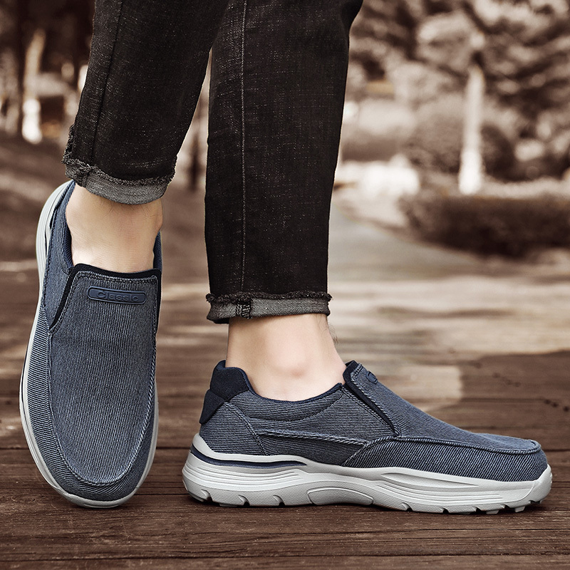 mens canvas breathable slip on loafer shoes walking sneakers details 18