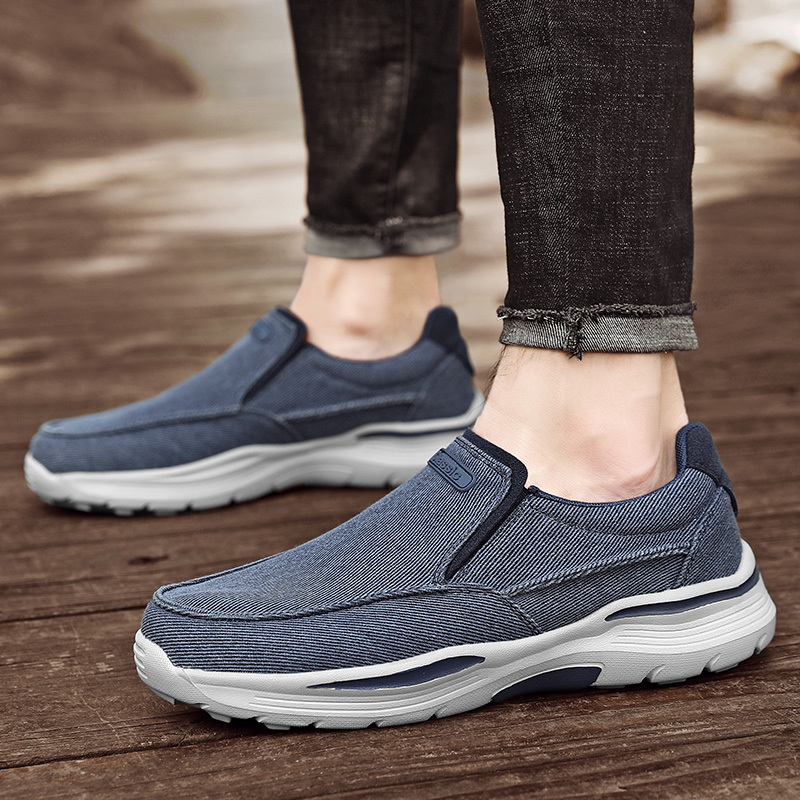 mens canvas breathable slip on loafer shoes walking sneakers details 19