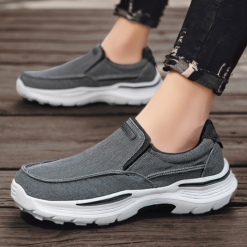 mens canvas breathable slip on loafer shoes walking sneakers details 21