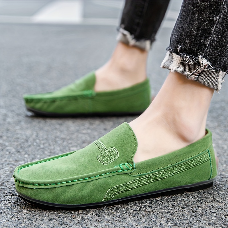 plus size mens solid suede loafers casual comfy slip on shoes flat shoes for mens outdoor footwear details 1