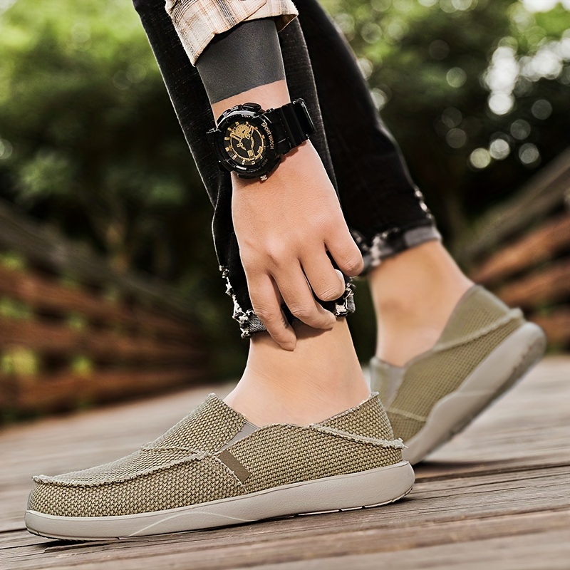 mens canvas slip on loafer shoes breathable lightweight sneakers details 3