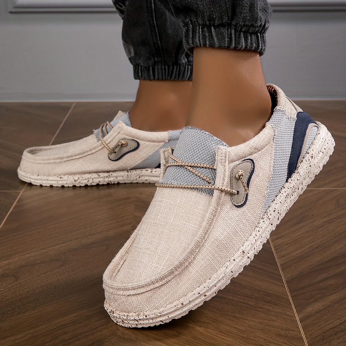 mens loafer shoes with decorative shoelaces comfy non slip slip on breathable shoes sneakers spring and summer details 2