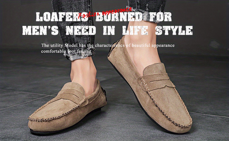 mens fashion comfy loafers wear resistant non slip smart casual shoes details 5